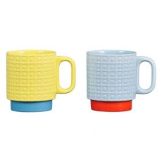 OK S/2 Pressed Flower Mug Yellow/Blue