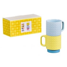 OK S/2 Pressed Flower Mug Yellow/Blue