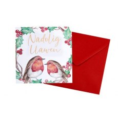 Welsh Christmas Robin Card