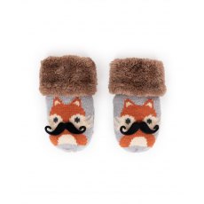 Powder Cosy Kids Fox Mittens Grey/Orange