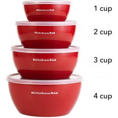 Kitchen Aid Set 4 Prep Bowls With Lids Empire Red