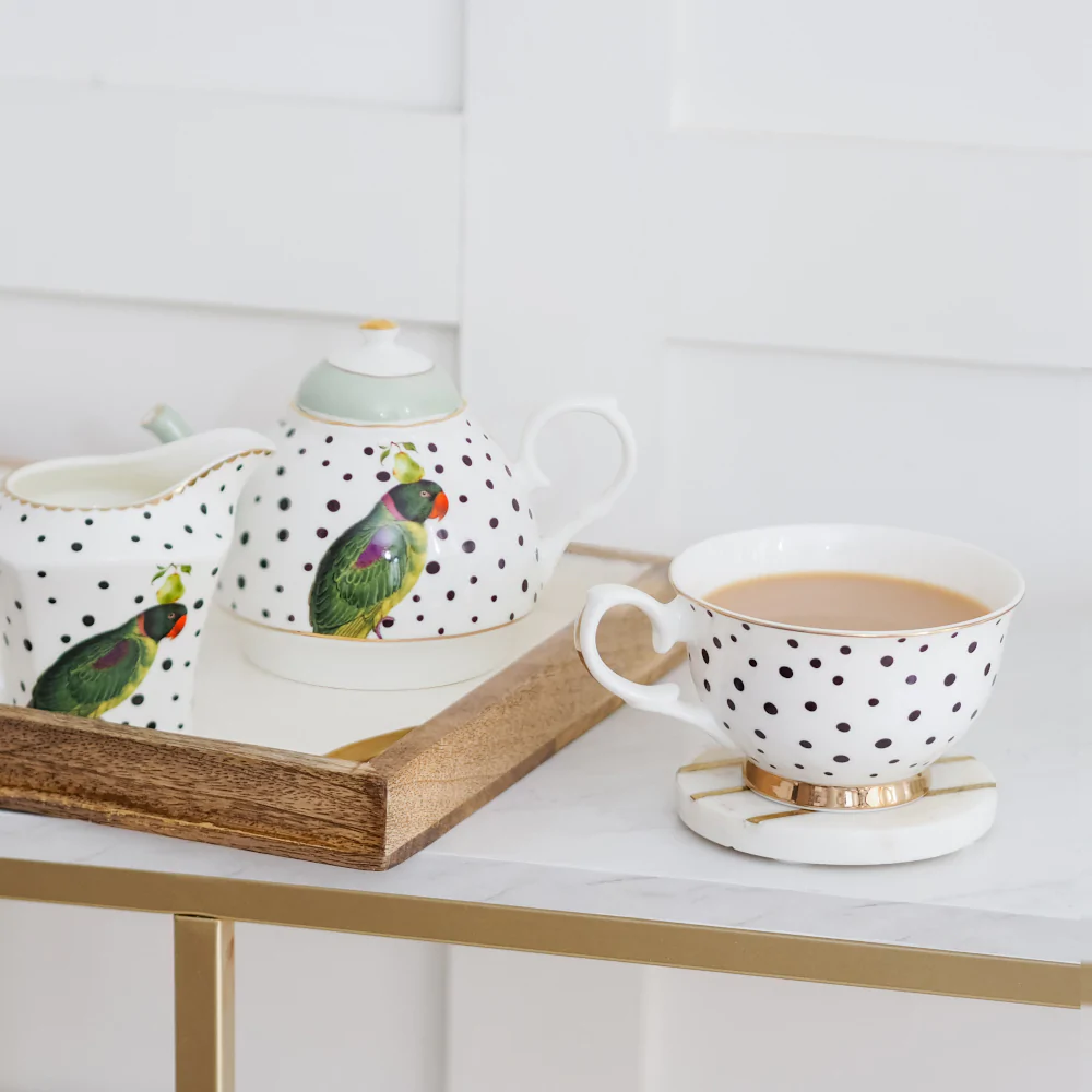 Yvonne Ellen Parrot Polka Dots Tea for One