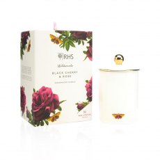 RHS Black Cherry & Rose Ceramic Candle