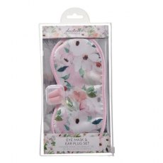 Pink Floral Eye Mask & Ear Plug Set