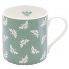 Bumble Bee Fine Bone China Mug With White Bees on Moss