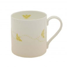 Bee Fine Bone China Mug With Ochre Trail Bees On White