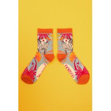 Ladies Ankle Socks Floral Zebra