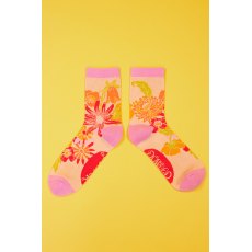 Ladies Ankle Socks Retro Meadow Cream