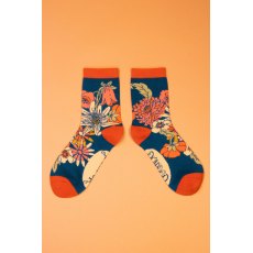 Ladies Ankle Socks Retro Meadow Teal