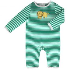 Albetta Crochet Leo Lion Green Stripe Babygro