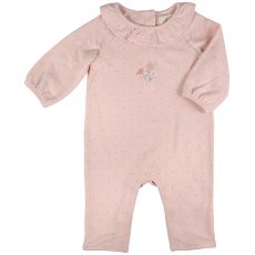 Albetta Pink Polka Dots Sparkle Embroidered Babygro