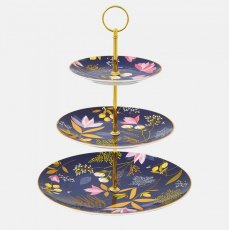 Sara Miller Orchard 3 Tier Cake Stand Navy