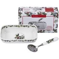 The Holly & The Ivy Cranberry Dish & Slotted Spoon
