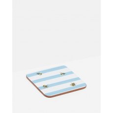 Joules Bee Blue Stripe Set of 4 Cork Backed Coasters