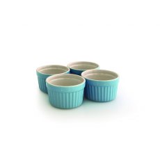 S/4 Ramekins 10cm Duck Egg/ Natural Interior