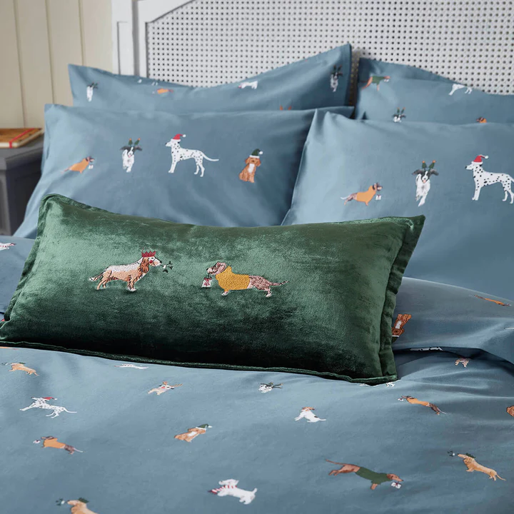 Sophie Allport Christmas Dog Forest Green Cushion