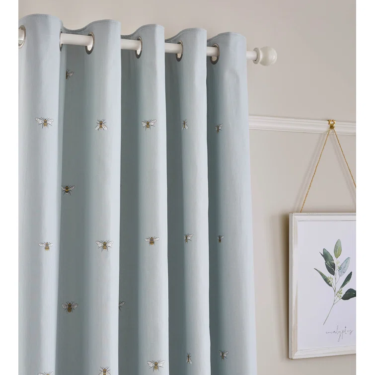 Sophie Allport Bee Duck Egg Fully Lined Blackout Eyelet Curtains