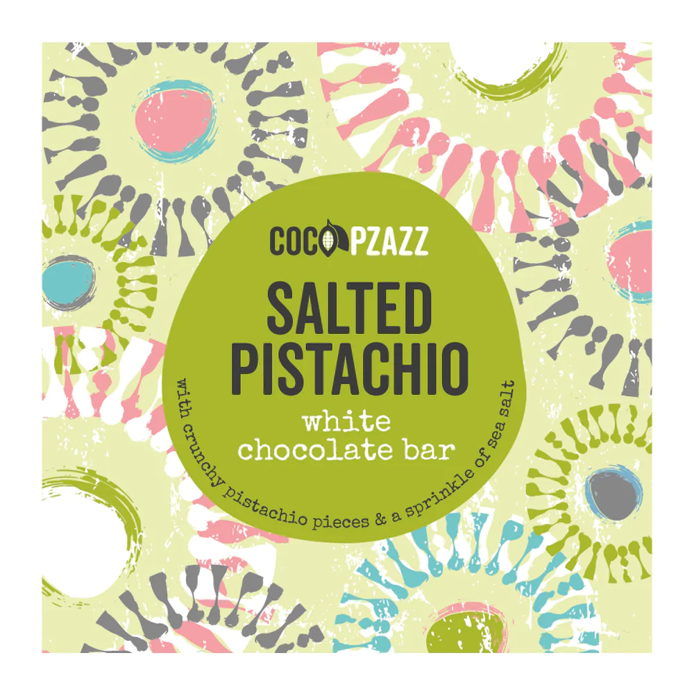 Coco Pzazz Salted Pistachio White Chocolate Bar
