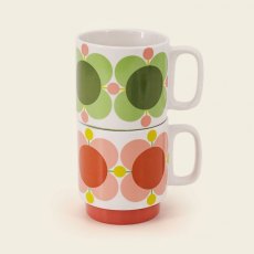 Orla Kiely Set of 2 Mugs Atomic Flower Bubblegum/Basil