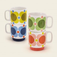 Orla Kiely Set of 4 Stacking Mugs Atomic Flower