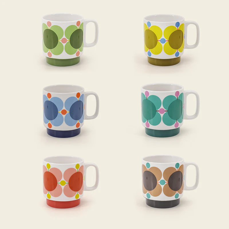 Orla Kiely Set of 6 Stacking Mugs Atomic Flower