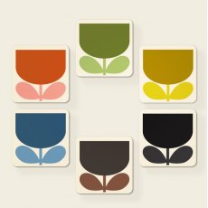 Orla Kiely Set of 4 Coasters Block Flowers