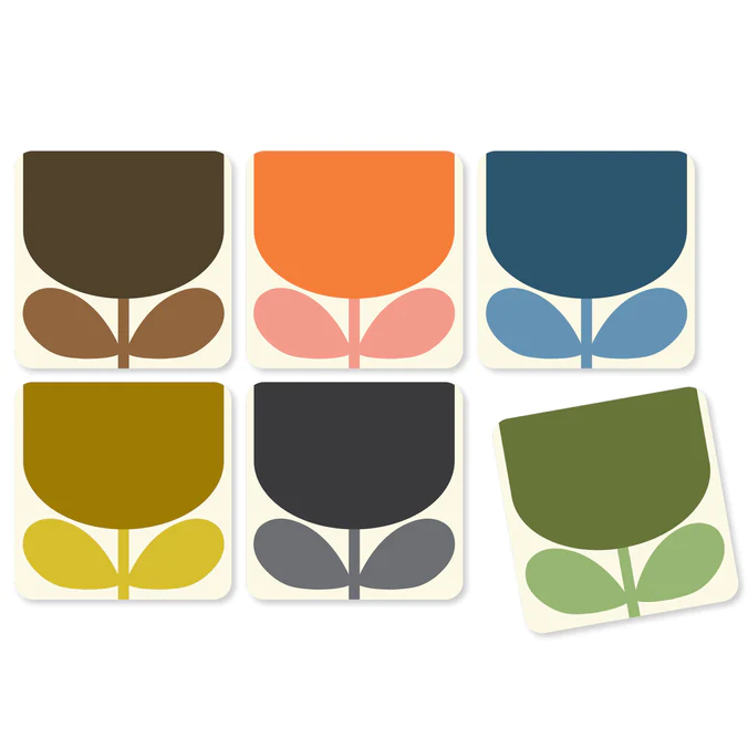 Orla Kiely Set of 4 Coasters Block Flowers