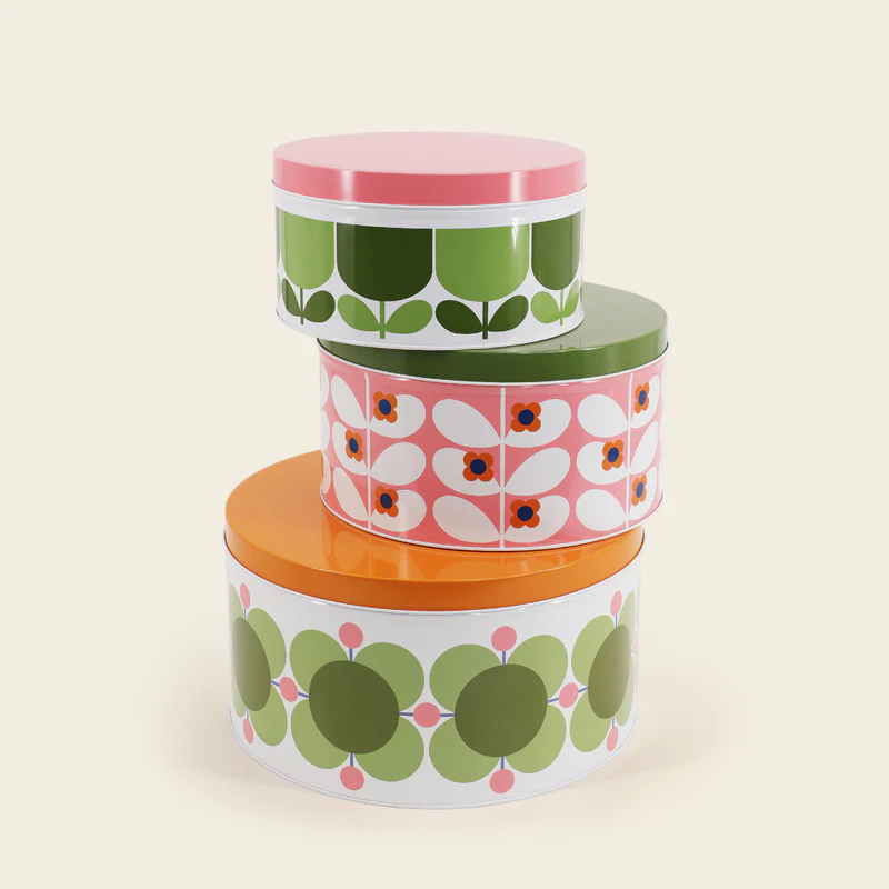 Orla Kiely Nesting Cake Tins Set of 3 Bubblegum/Basil