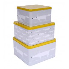 Scion Mr Fox Set of 3 Square Tins - Grey