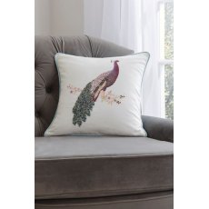 Laura Ashley Peacock Beaded Duck Egg Cushion 40x40