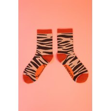 Ladies Ankle Socks Zebra Blue Print