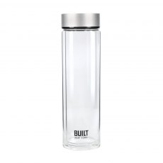 Built Tiempo Glass 450ml Drinks Bottle Silver