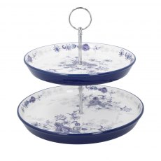 London Pottery Blue Rose Cake Stand