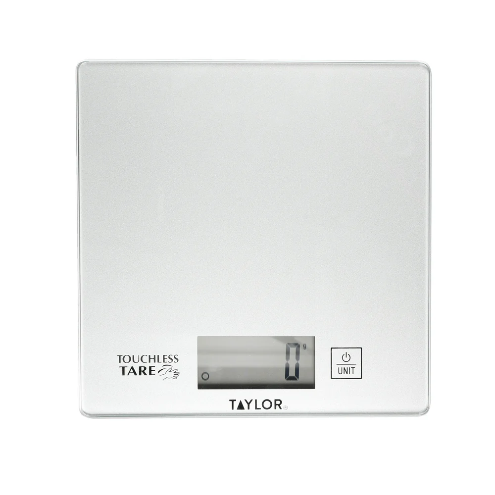 Taylor Pro Compact Digital Kitchen Scales with Touchless Tare in Gift Box, Glass / Plastic - Silver Taylor Pro Compact Digital Kitchen Scales with Touchless Tare in Gift Box, Glass / Plastic - Silver