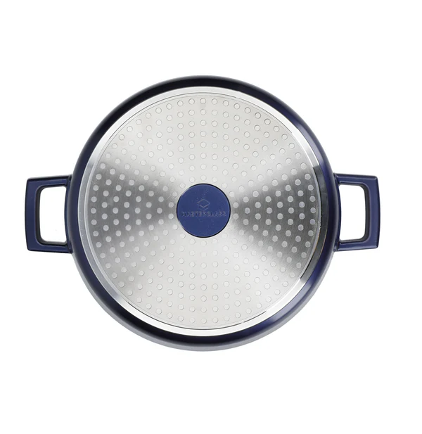MasterClass Shallow 4 Litre Casserole Dish with Lid - Metallic Blue