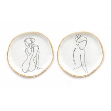 White & Gold Woman Silhouette Tray