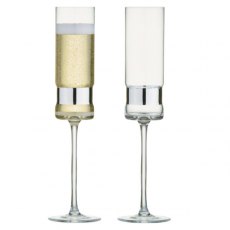 Soho Champagne Flutes Silver S/2