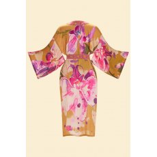 Powder Orchid Kimono Gown Mustard