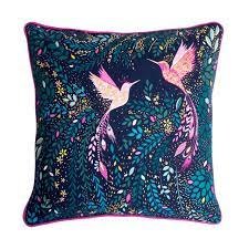 Sara Miller Embroidered Paradise Hummingbird Cushion