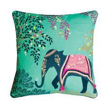 Sara Miller Embroidered Oasis Light Jade Cushion