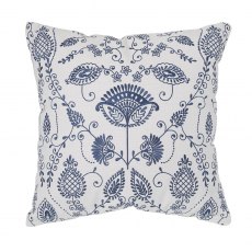Flora Embroidered Blue Cushion