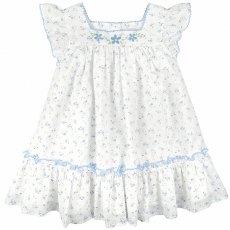 Blue Ditsy Floral Embroidered Dress