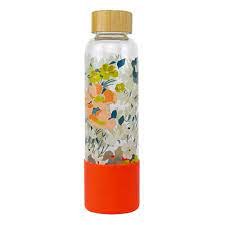 Joules Picnic Floral Glass Water Bottle