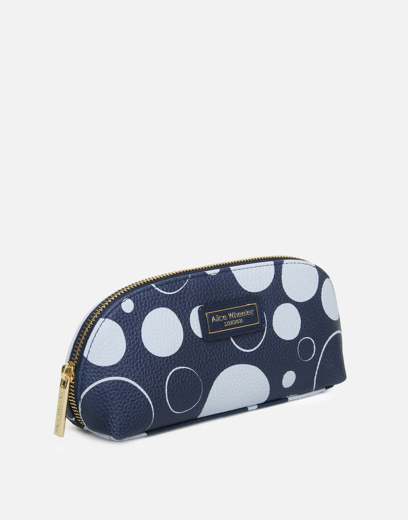 Alice Wheeler London Navy Spot Make Up / Brush Case