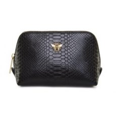 Alice Wheeler London Black Luxury Snake Print Beauty Bag