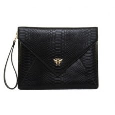 Black Luxury Snake Print Chelsea Clutch Bag