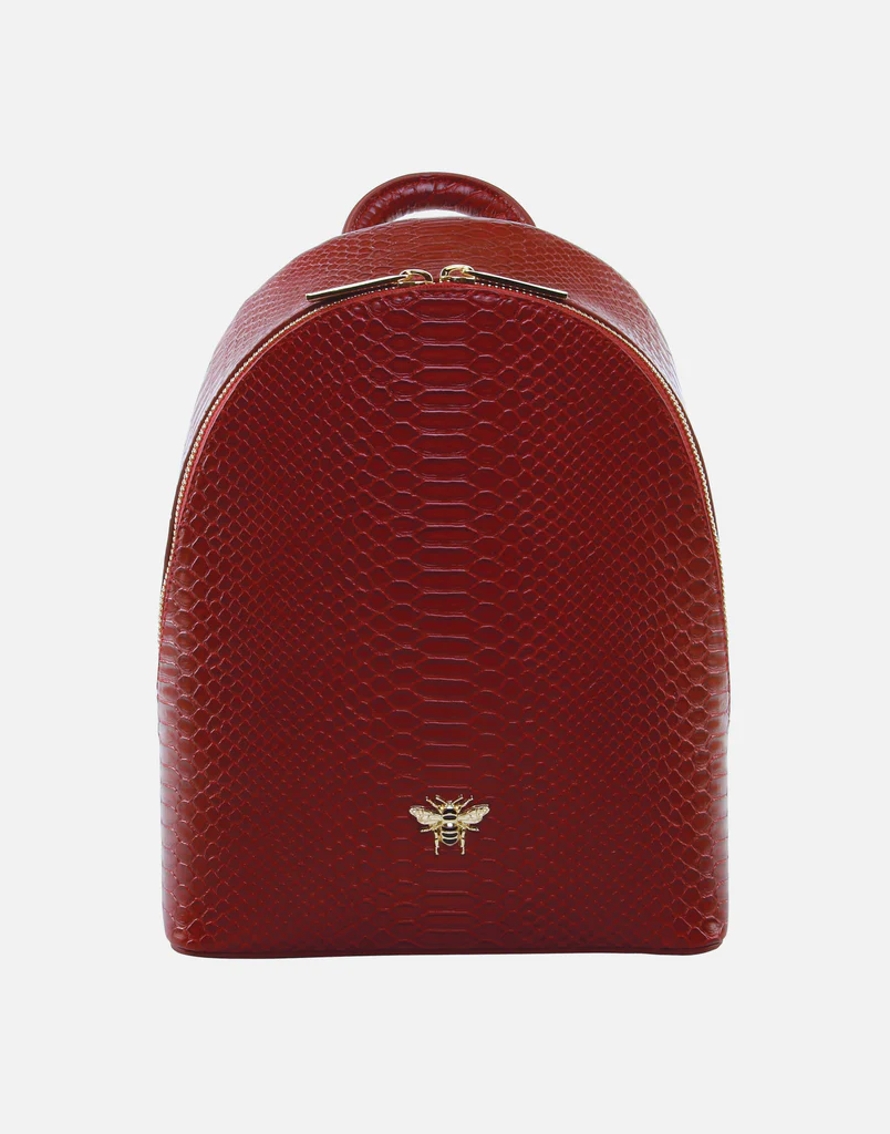 Alice Wheeler London Cherry Luxury Snake Print Richmond Backpack