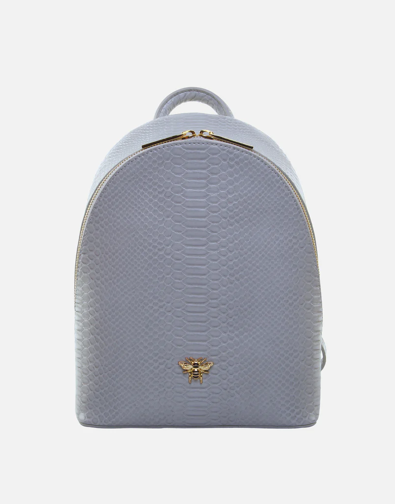 Alice Wheeler London Grey Luxury Snake Print Richmond Backpack