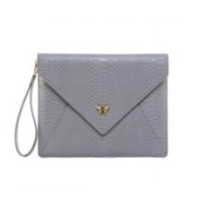 Grey Luxury Snake Pring Chelsea Clutch Bag