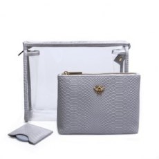 Grey Luxury Snake Print  3pc Travel Set